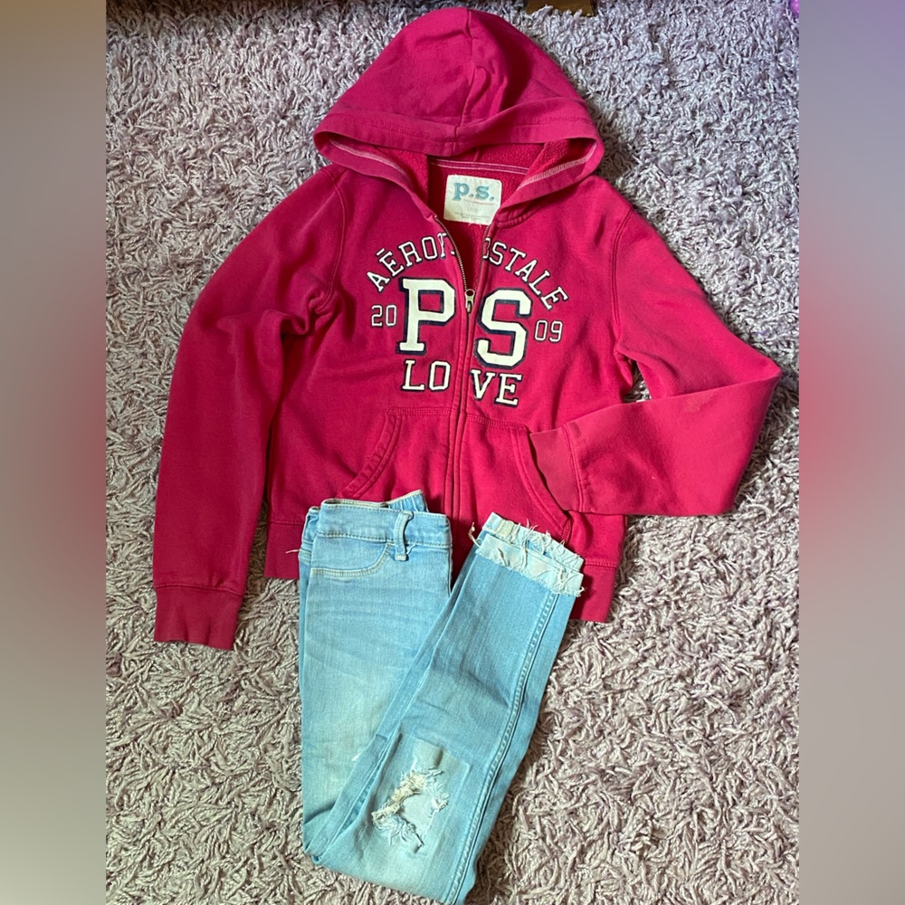 P.S. from Aeropostale Dark Pink Hoodie girls size L 12